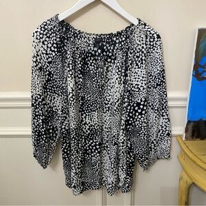 Talbots Black and White Blouse Plus Size 3X Petite Chic & Classic EUC